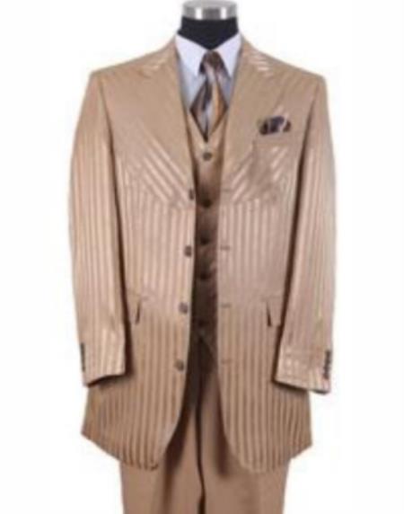Tan Pinstripe Suit - Beige Pinstripe Suit