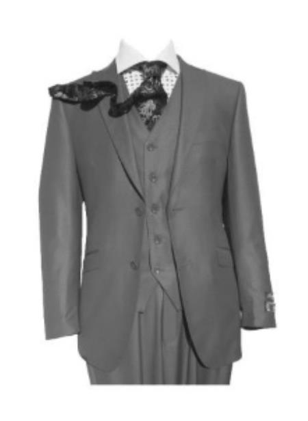 Mens Slim Fit Vested Suit - Slim Fit 3 Pieces Grey Suit