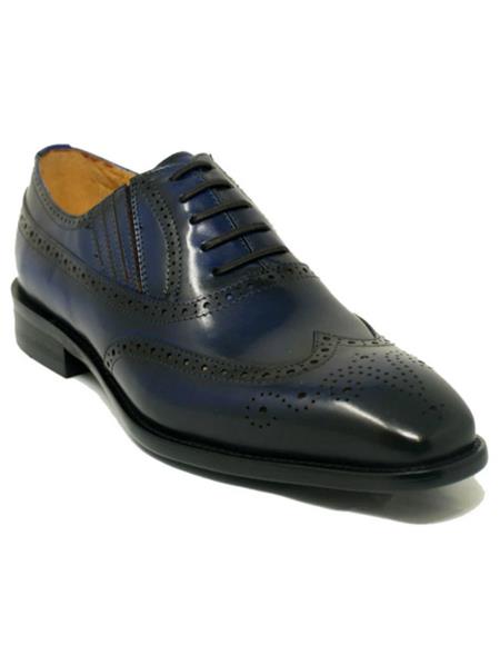 Carrucci Navy Leather Wingtip