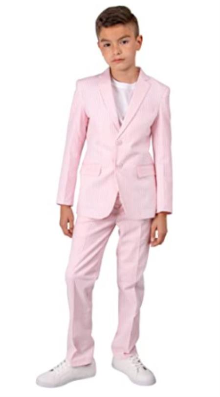 Boys Formal Suit Two Button Notch Lapel Pink Suit