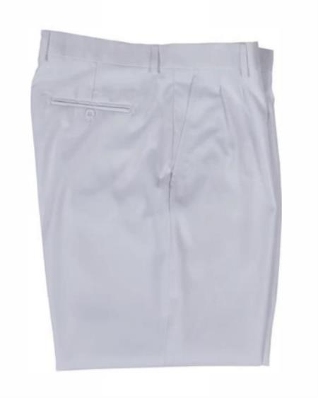 Mens Double Pleated Wool Trousers - Double Pleated Dress Pants - Slacks White