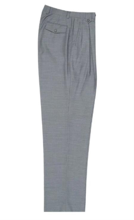 Mens Wide Leg Pant Itaian Design Flap Back Pocket Pants - Wool