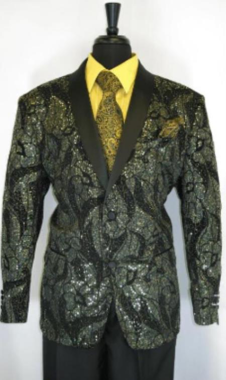 Budget Suits - Affordable Mens Suits Black - Gold
