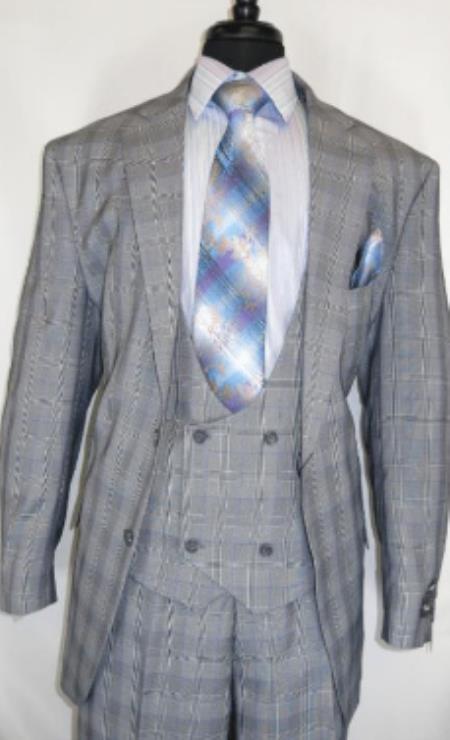 Budget Suits - Affordable Mens Suits Grey ~ Plaid
