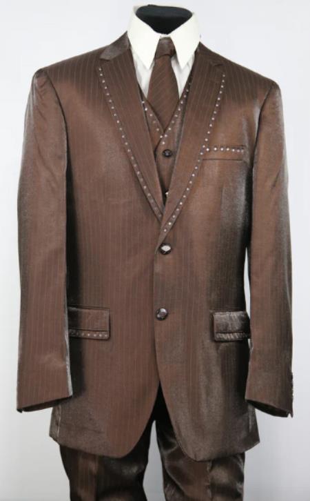 Flashy Mens Suit - Flashy Tuxedo Brown