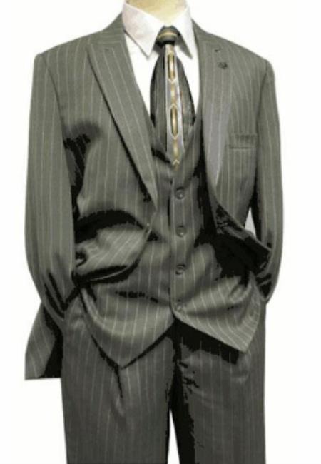 Budget Suits - Affordable Mens Suits - Gray ~ White