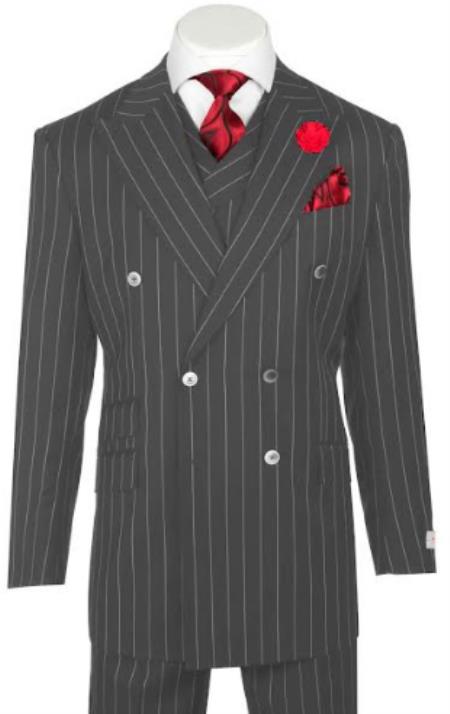 Mens Double Breasted Suits Charcoal Grey