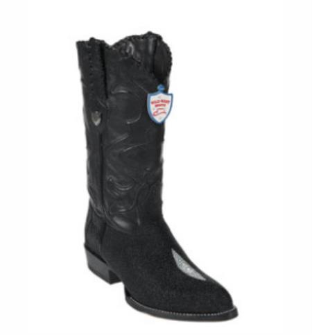 Botines Para Hombre Negro - Wild West J-Toe Black Single Stone Cowboy Boots