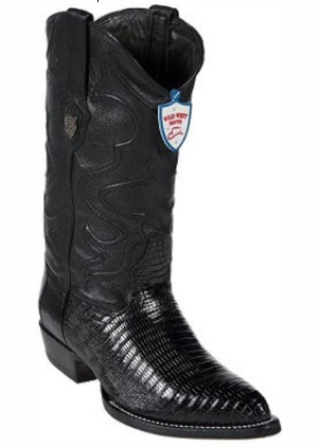 Botines Para Hombre Negro - Wild West Black Teju Lizard Cowboy Boots