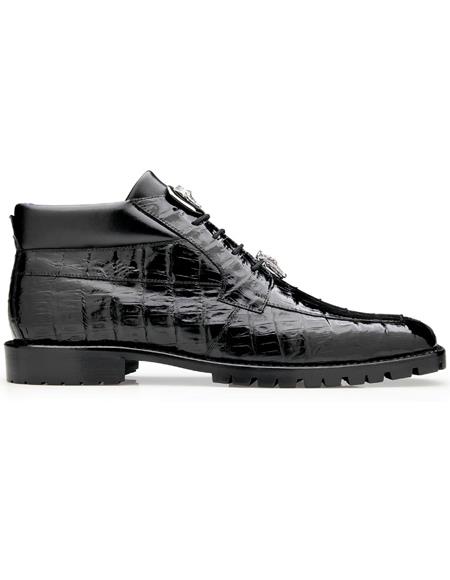 Belvedere Leather Lining Crocodile Boots Black