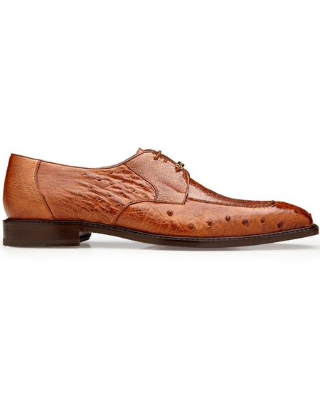 Belvedere Leather Lining Genuine Ostrich Shoes Antique Almond