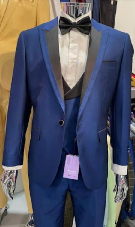 Retro Paris Suits Mens Suit Navy Blue