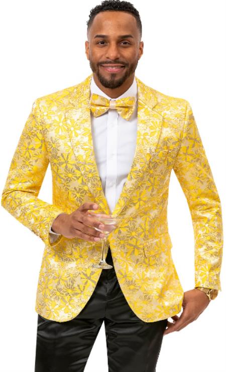 Mens Paisley Pattern and Prom Tuxedo in Yellow Gold