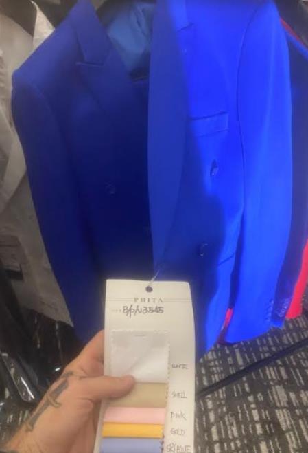 Mens Peak Label Suit Blue