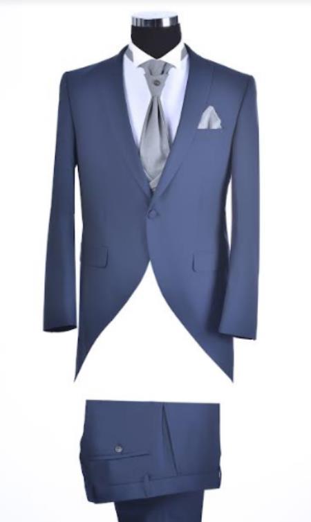 Mens Navy Blue Western Tuxedo Suit - Navy Blue Cowboy Tailcoat