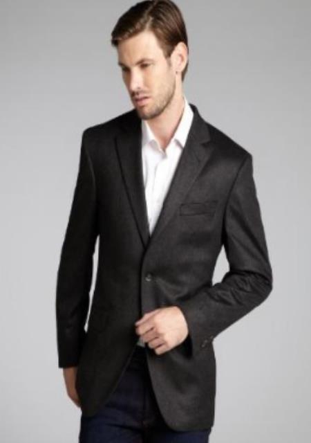 Rich Charcoal Mens Winter Blazer - Cashmere and Wool Winter Fabric Dress Jacket $99UP