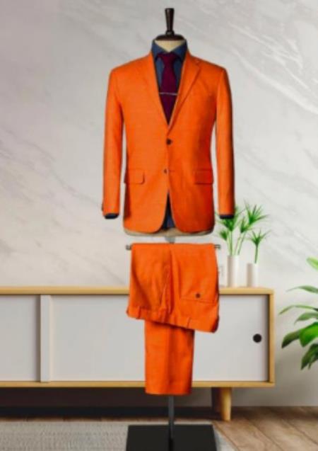 Amazon.com: Lacoac Men's Linen Notch Lapel Orange Two Buttons Suit Two  Pieces Casual Tuxedos Jacket Pants Prom Dinner : Clothing, Shoes & Jewelry