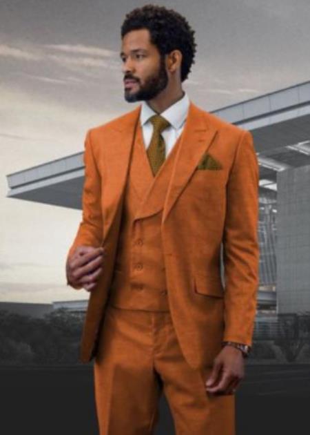 Light orange floral jacquard year-round unlined Suit