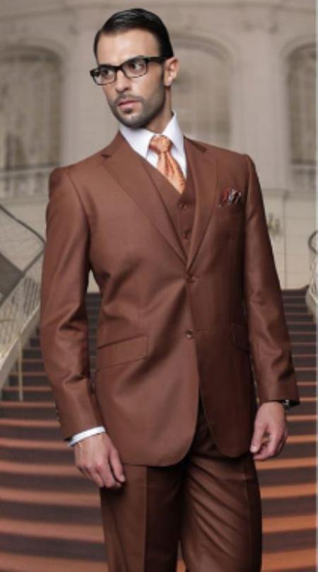 Mens Burnt Orange Mens Suit - Dark Orange Rust Suit
