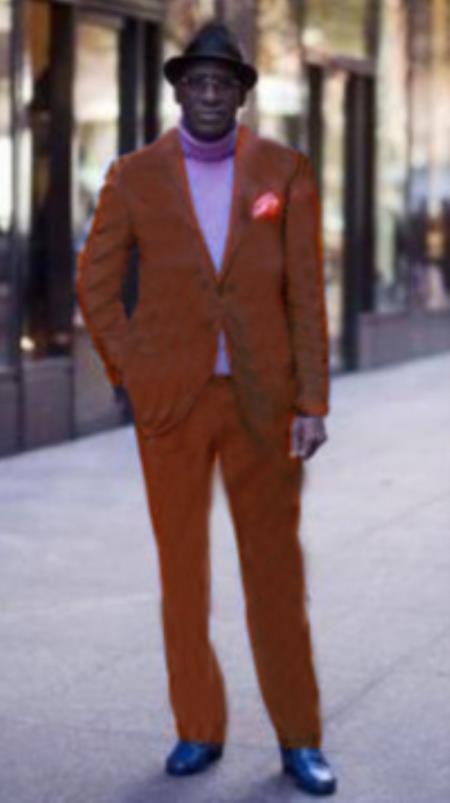 Mens Burnt Orange Mens Suit - Dark Orange Rust Suit - Wool