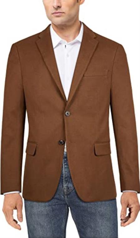 Mens Vicuna Sport Coat - Vicuna Light Brown - Dark Camel Color Blazer Wool And Cashmere Fabric