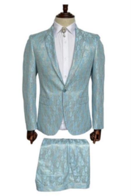 Mens Light Blue Summer Suit - Light Blue Wedding Suit