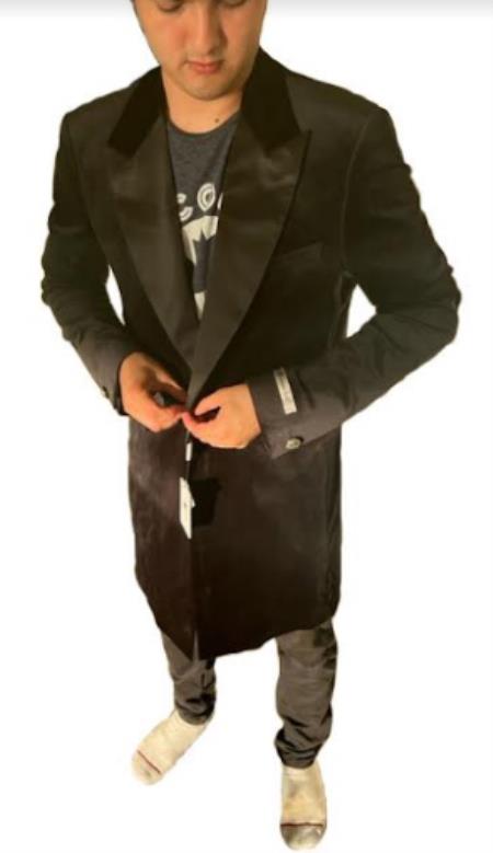 Style#PRonti-B6362 Velvet Tuxedo - Three Quarter - CarCoat Black