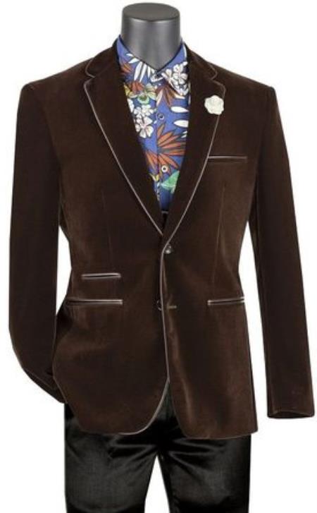 Style#PRonti-B6362 Mens Prom Party Jacket Brown Slim Fit