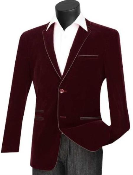 Style#PRonti-B6362 Mens Prom Party Jacket Wine Slim Fit