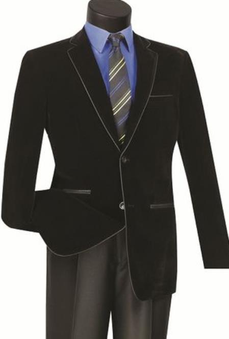 Style#PRonti-B6362 Mens Prom Party Jacket Black Slim Fit
