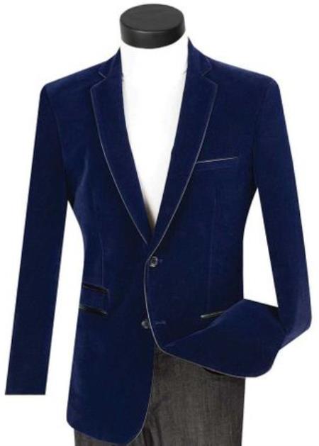 Style#PRonti-B6362 Mens Prom Party Jacket Navy Slim Fit