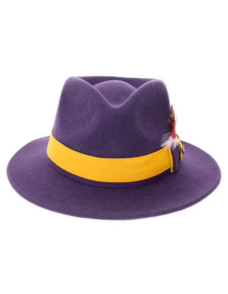 Mens Hat in Purple and Gold Wool
