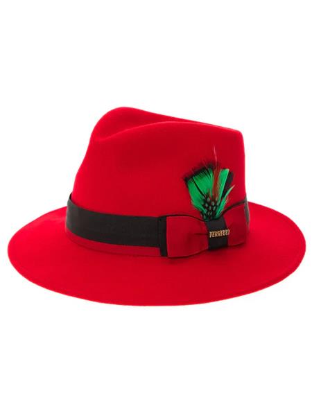 Mens Hat in Red and Black Wool