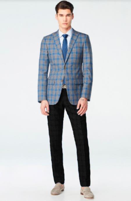 Style#PRonti-B6362 100% Wool Blazer - Vested Plaid Sport Coat Available In Charcoal And Burgundy Plaid - Modern Fit - Notch Lapel Side Vented - Business Blazer
