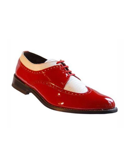 1920's Mens Dress Shoes - 20s Shoes - 1920s Gangster Shoes - Red ~ White