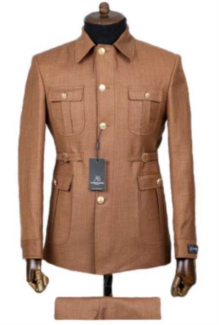 Rust Safari Suit - Safari Suit For Men - Mens Safari Outfits - 100% Wool Suit