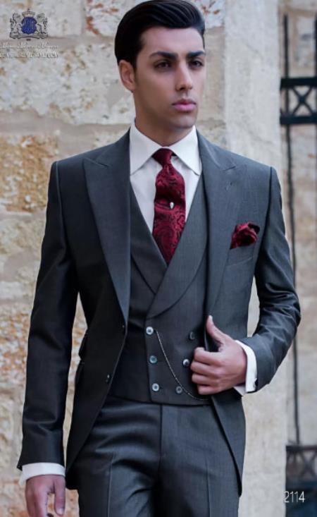Mens Wide Lapel Suits - Grey - Wool