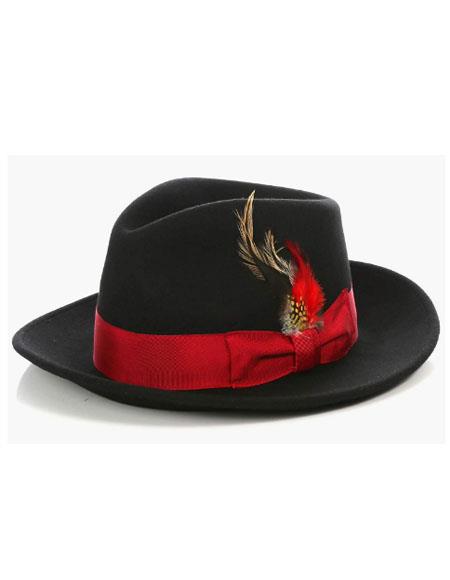 Mens Hat - Black ~ Red - Wool