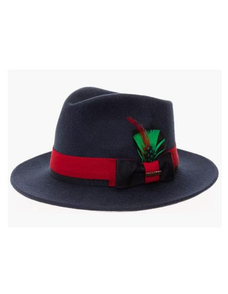 Mens Hat - Navy Red - Wool
