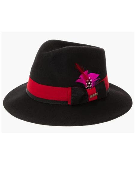 Mens Hat - Black Red - Wool