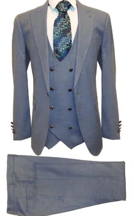 Mens 2 Button Notch Label Modern Fit Suit Gray