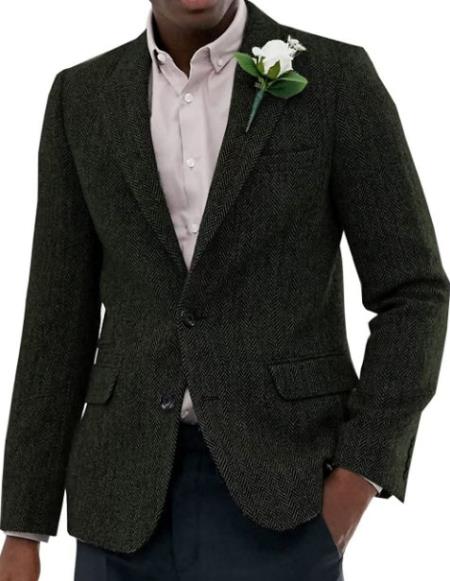 Business Blazer - Pattenred Sport Coat - Winter Fabric Sport Coat - Z-Dark Green - Wool