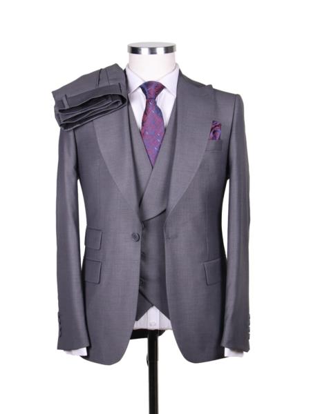 Big Lapel - Wide Lapel - Tom Ford Style Suit - Ticket Pocket - Gray