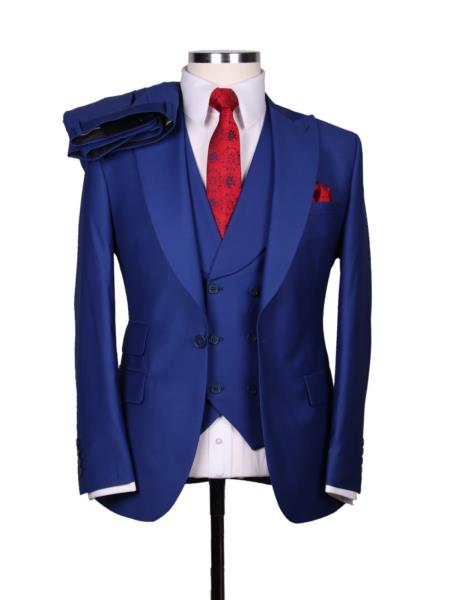 Big Lapel - Wide Lapel - Tom Ford Style Suit - Ticket Pocket - Royal Blue