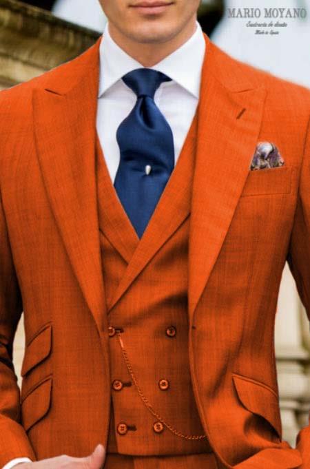 Call If Not Text Or Whatsup 3104300939 To Setup The Group - Call: 3104300939 Orange Suit With Double Breasted Vest Grooms And Groomsmen Suit