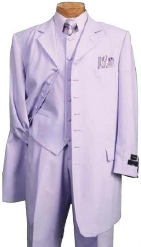 Lavender Suit 3PC Fashion Zoot With Vest Cover Buttons