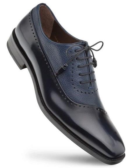 Mezlan Mens Shoes Blue Leather Oxford Postdam