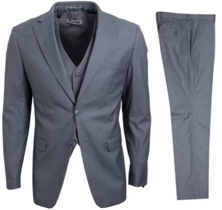 Mens Stacy Adams Suits - Designer Suit - 3 Piece Suit - Vested Suit - Flat Front Pant- Modern Fit Suits Medium Grey Suit