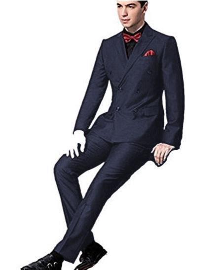 Ultra Slim Fit Double Breasted Navy Suit - Narrow Leg Pants - Gucci Cut - Tapered Jacket