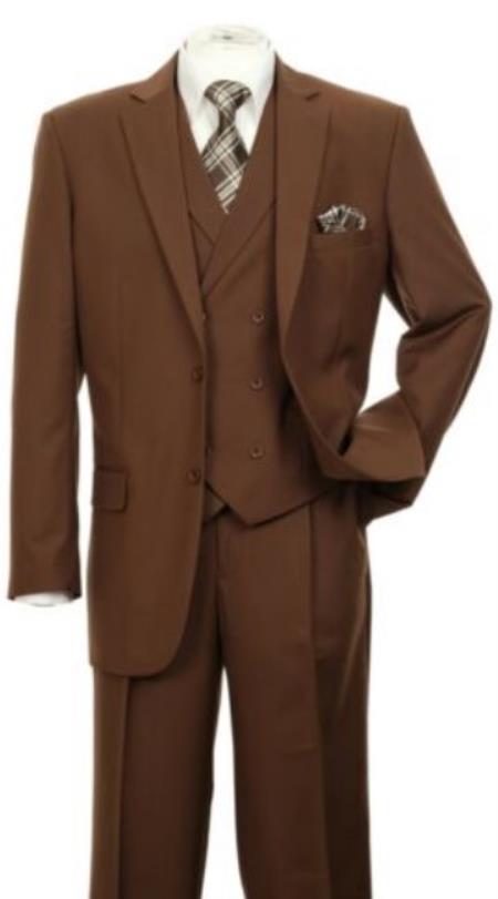 Modern Fit   Two Button Jacket with Suit Brown